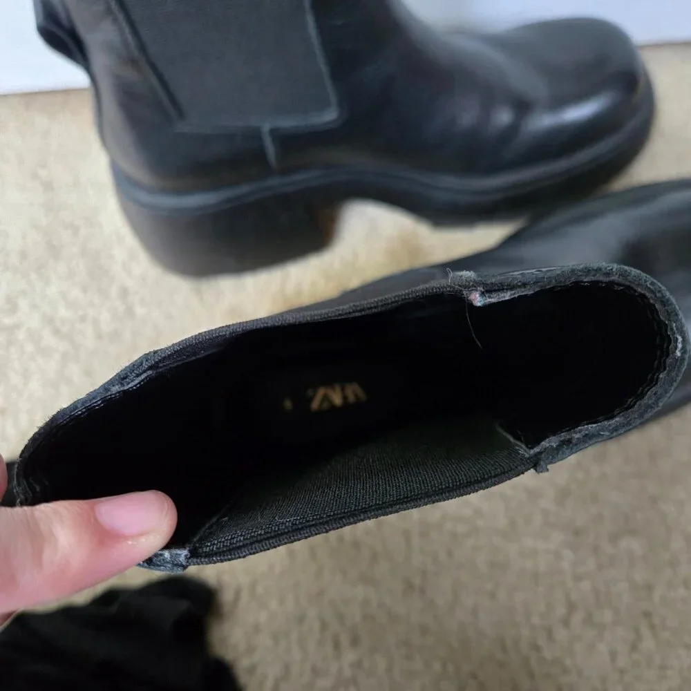 Zara Black Platform Chelsea Boots
